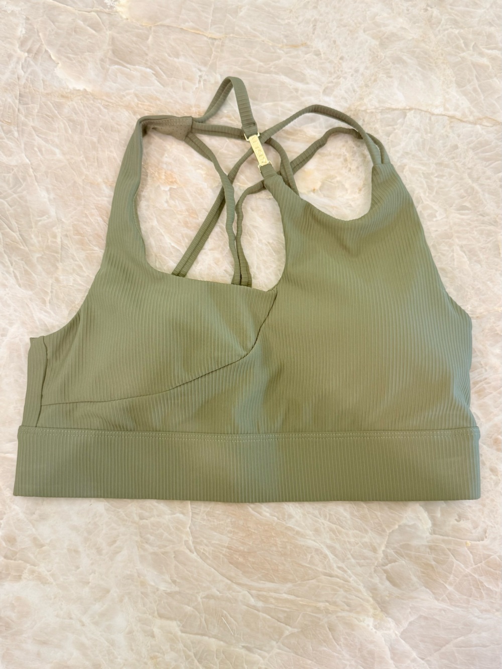 NWT Vetchy MELROSE Army Green RIBBED Sports Bra